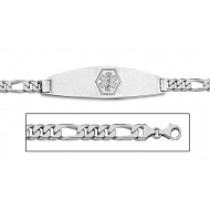 Sterling Silver Medical ID Bracelet w  Figaro Chain