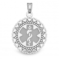 Sterling Silver Round Medical ID Charm or Pendant