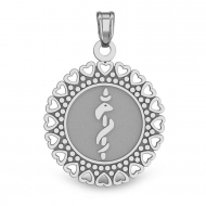Sterling Silver Round Medical ID Charm or Pendant