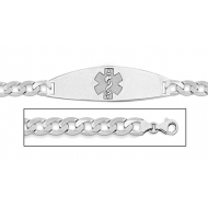 Sterling Silver Medical ID Bracelet w  Curb Chain