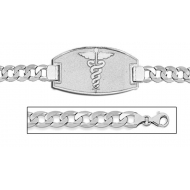 Sterling Silver Medical ID Bracelet w  Curb Chain