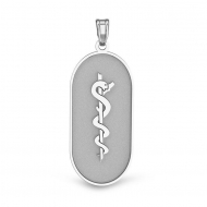 14K White Gold Oval Medical Pendant