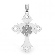 14K White Gold Cross Medical Charm