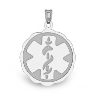14K White Gold  Floral Curved  Medical Charm