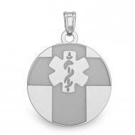 14K White Gold Round Medical Pendant