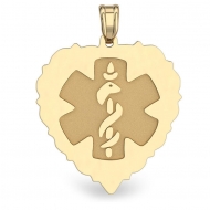14K Gold  Scalloped Heart  Medical Charm