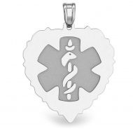 14K White Gold  Scalloped Heart  Medical Charm