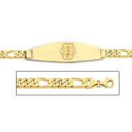 14K Gold Medical ID Bracelet w  Figaro Chain