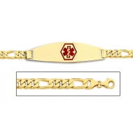 14K Gold Medical ID Bracelet w  Figaro Chain with Enamel