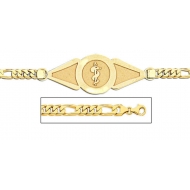 14K Gold Medical ID Bracelet w  Figaro Chain