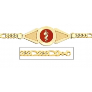 14K Gold Medical ID Bracelet w  Figaro Chain with Enamel