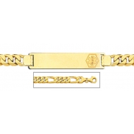 14K Gold Medical ID Bracelet w  Figaro Chain with Enamel