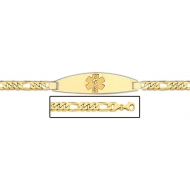 14K Gold Medical ID Bracelet w  Figaro Chain