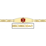 14K Gold Medical ID Bracelet w  Figaro Chain with Enamel