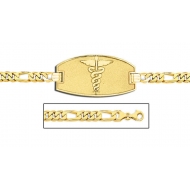 14K Gold Medical ID Bracelet w  Figaro Chain