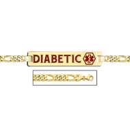 14K Gold Medical ID Bracelet w  Figaro Chain With Enamel