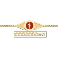 14K Gold Medical ID Bracelet w  Curb Chain with Enamel