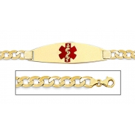 14K Gold Medical ID Bracelet w  Curb Chain with Enamel