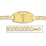 14K Gold Medical ID Bracelet w  Curb Chain