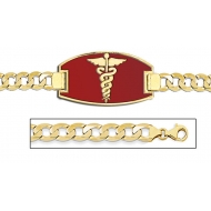 14K Gold Medical ID Bracelet w  Curb Chain with Enamel