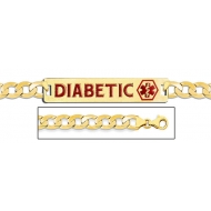 14K Gold Medical ID Bracelet w  Curb Chain with Enamel