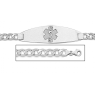 14K White Gold Medical ID Bracelet w  Curb Chain with Enamel