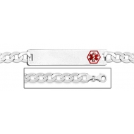 14K White Gold Medical ID Bracelet w  Curb Chain with Enamel