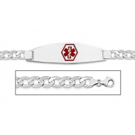 14K White Gold Medical ID Bracelet w  Curb Chain with Enamel