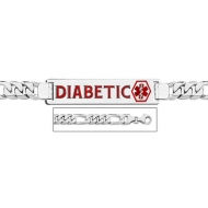 14K White Gold Medical ID Bracelet w  Figaro Chain With Enamel
