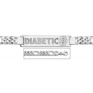 14K White Gold Medical ID Bracelet w  Figaro Chain