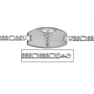 14K White Gold Medical ID Bracelet w  Figaro Chain