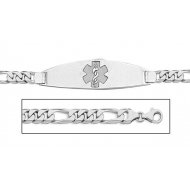 14K White Gold Medical ID Bracelet w  Figaro Chain