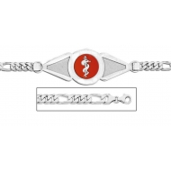 14K White Gold Medical ID Bracelet w  Curb Chain with Enamel