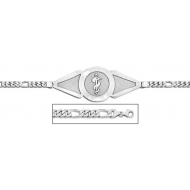 14K White Gold Medical ID Bracelet w  Figaro Chain