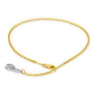 14k Two Tone Adjustable Polished Flip Flop Anklet