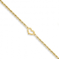 14k Open Heart Rope Anklet