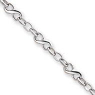 14k White Gold Hollow Polished Fancy Link Anklet
