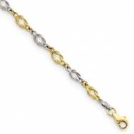 14k Two Tone Solid Polished Fancy Knot Link Anklet