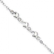 Sterling Silver 9  3 Dolphins Anklet