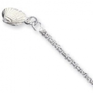 Sterling Silver Solid Polished 3 Dimensional Shell Anklet