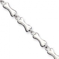 Sterling Silver Solid Polished Fancy Bone Link Anklet