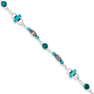 Sterling Silver 9  Turquoise Anklet Bracelet