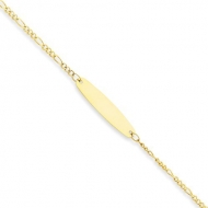 14k Oval ID Figaro Chain Anklet   9 