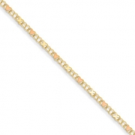 14k Polished Rhodium Plated Xs   Hearts Anklet