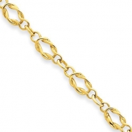 14k Solid Polished Fancy Link Anklet