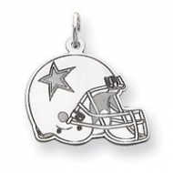 14K White Gold Dallas Cowboys Helmet Satin Star Charm