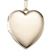 Solid 14K Yellow Gold  Large Heart Plain Locket