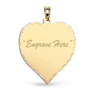 14K Yellow Gold Heart with Diamond Cut Pendant