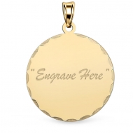 14K Yellow Gold Round with Diamond Cut Pendant