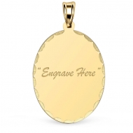 14K Yellow Gold Oval with Diamond Cut Pendant